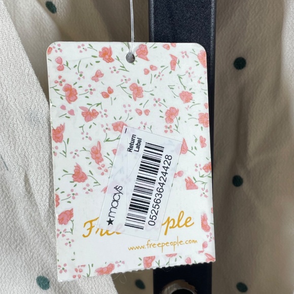 NEW Free People Dress Womens 2 off white green dot boho indie casual - Picture 5 of 11